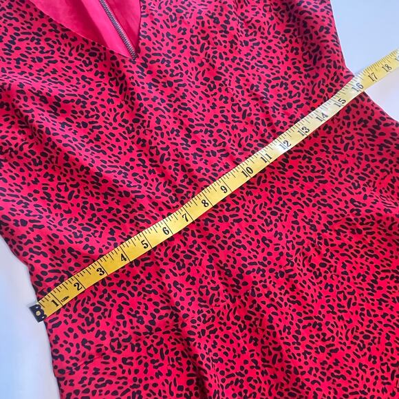 Alice + Olivia Polly Fit and Flare Dress Womens Large Red Black Leopard Print - Picture 7 of 7